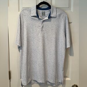 Callaway Opti Dri Men’s Golf Polo in White with Blue and Gray Speckle Print